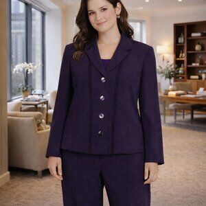 Sag Harbor Dark Purple Pant Suit 12P